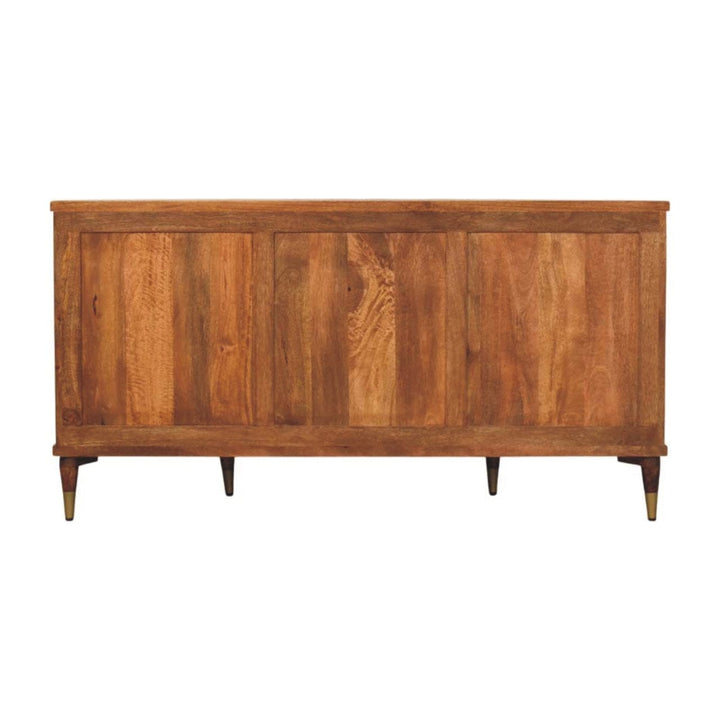 Handcrafted Ravello Curved 4-Door Sideboard - Solid Mango Wood Buffet Cabinet for Dining Room - product view 9 showing...