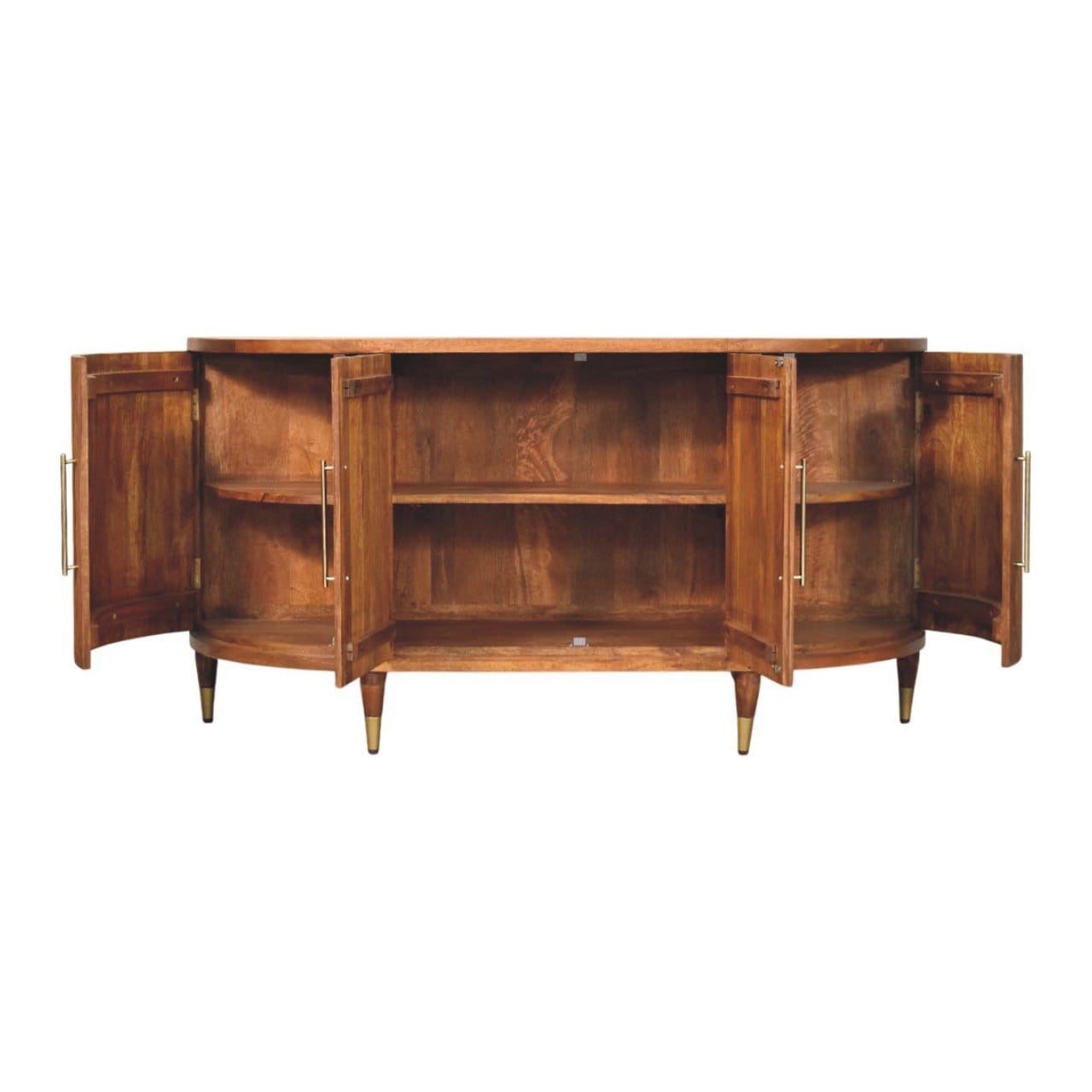 Handcrafted Ravello Curved 4-Door Sideboard - Solid Mango Wood Buffet Cabinet for Dining Room - product view 6 showing...