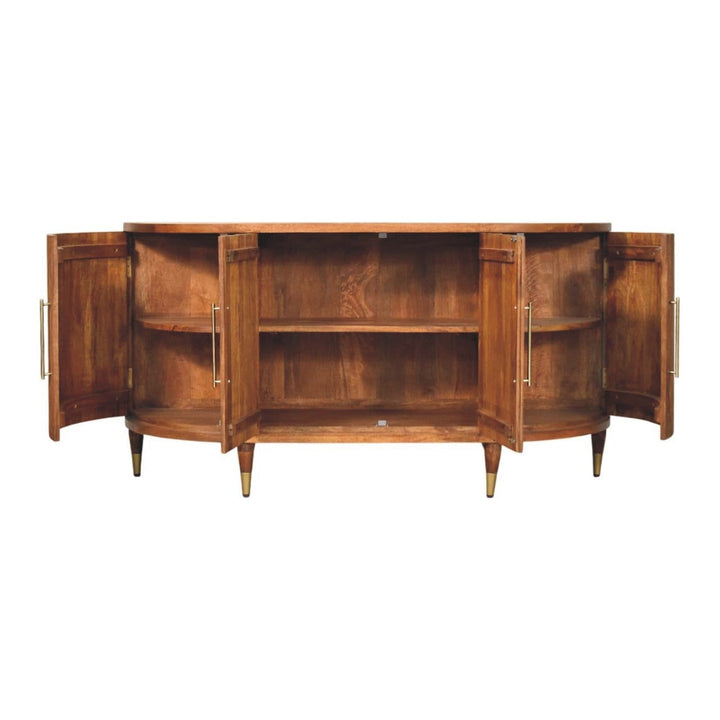 Handcrafted Ravello Curved 4-Door Sideboard - Solid Mango Wood Buffet Cabinet for Dining Room - product view 6 showing...