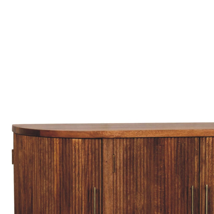 Handcrafted Ravello Curved 4-Door Sideboard - Solid Mango Wood Buffet Cabinet for Dining Room - product view 4 showing...