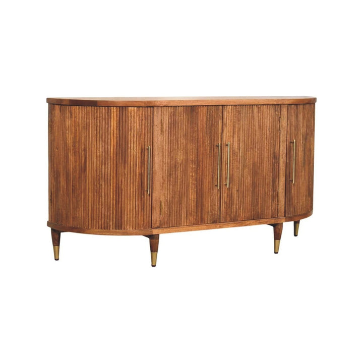 Handcrafted Ravello Curved 4-Door Sideboard - Solid Mango Wood Buffet Cabinet for Dining Room - product view 3 showing...