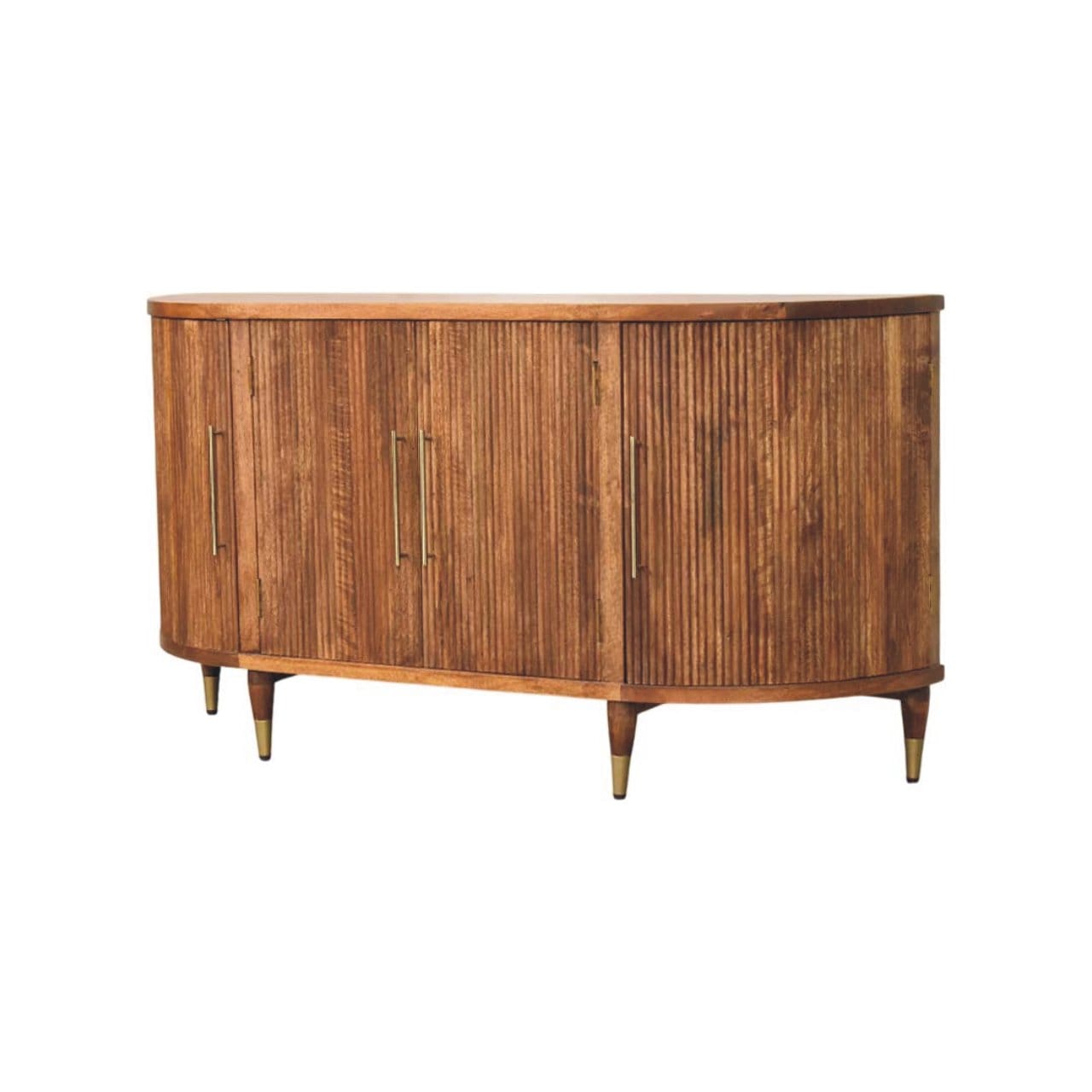 Handcrafted Ravello Curved 4-Door Sideboard - Solid Mango Wood Buffet Cabinet for Dining Room - product view 2 showing...