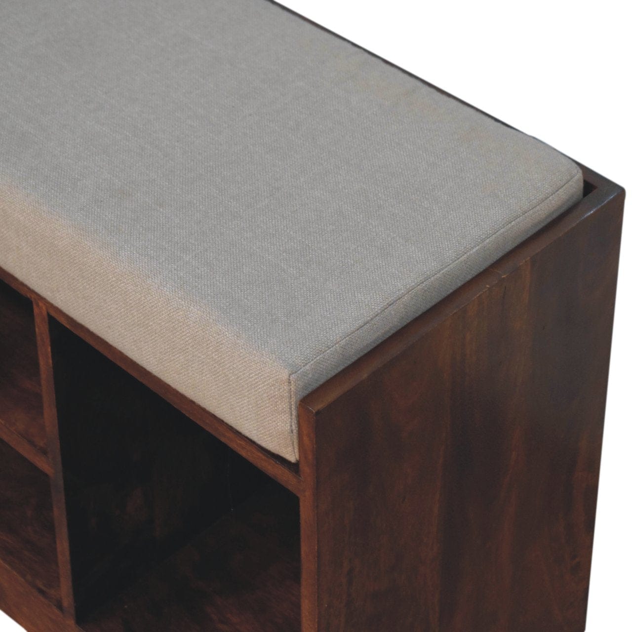 Handcrafted Retreat Chestnut Shoe Bench - Solid Mango Wood Seating Furniture for Entryway - product view 7 showing...