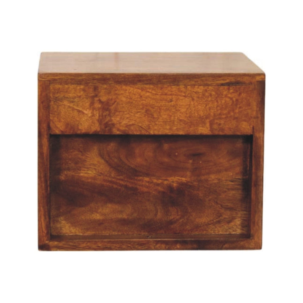 Handcrafted Solis 2-Drawer Chestnut Floating Nightstand - Solid Mango Wood Bedside Table for Bedroom - product view 9...