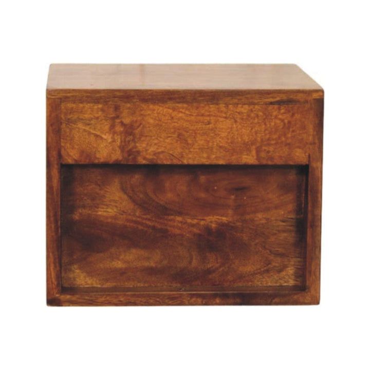 Handcrafted Solis 2-Drawer Chestnut Floating Nightstand - Solid Mango Wood Bedside Table for Bedroom - product view 9...