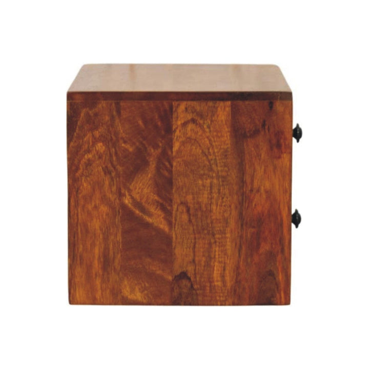 Handcrafted Solis 2-Drawer Chestnut Floating Nightstand - Solid Mango Wood Bedside Table for Bedroom - product view 8...