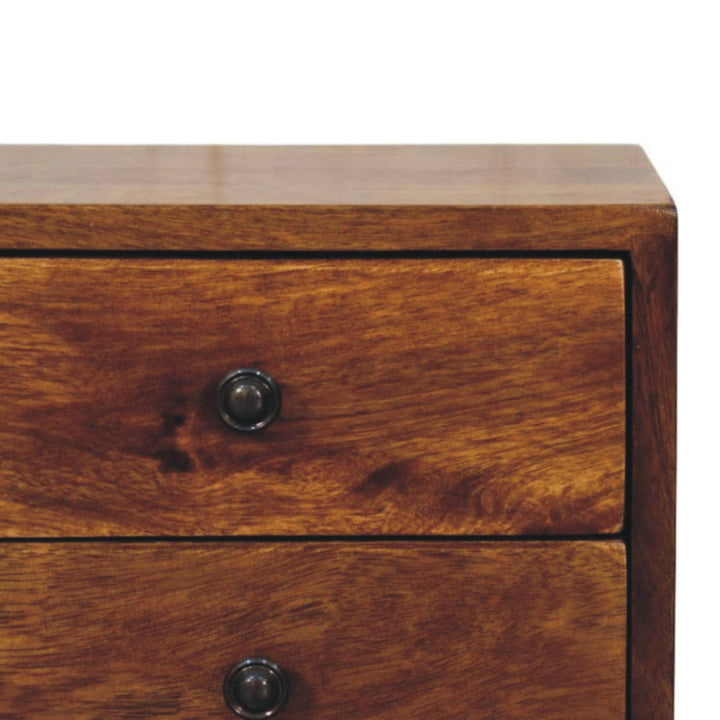 Handcrafted Solis 2-Drawer Chestnut Floating Nightstand - Solid Mango Wood Bedside Table for Bedroom - product view 4...
