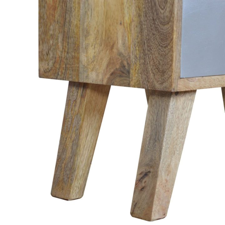 Handcrafted Star Painted Nightstand - Solid Mango Wood Bedside Table for Bedroom - product view 5 showing handcrafted...