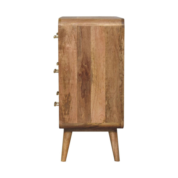 Handcrafted T-bar Ridged Dresser - Solid Mango Wood Storage Chest for Bedroom - product view 9 showing handcrafted solid...