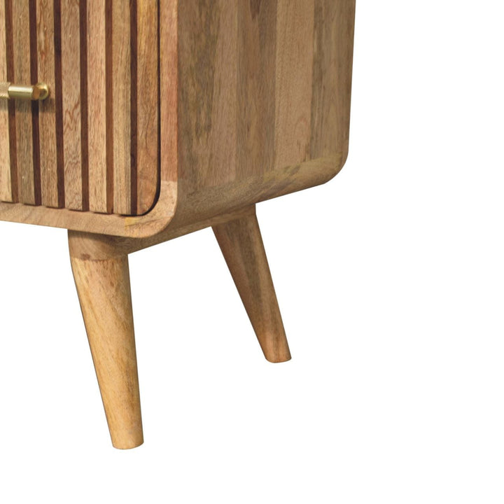 Handcrafted T-bar Ridged Dresser - Solid Mango Wood Storage Chest for Bedroom - product view 8 showing handcrafted solid...
