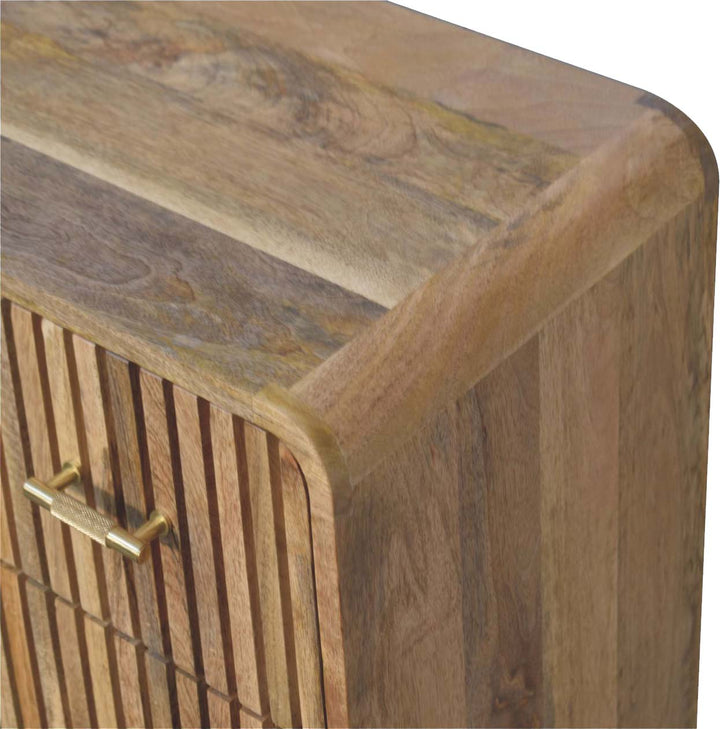 Handcrafted T-bar Ridged Dresser - Solid Mango Wood Storage Chest for Bedroom - product view 7 showing handcrafted solid...