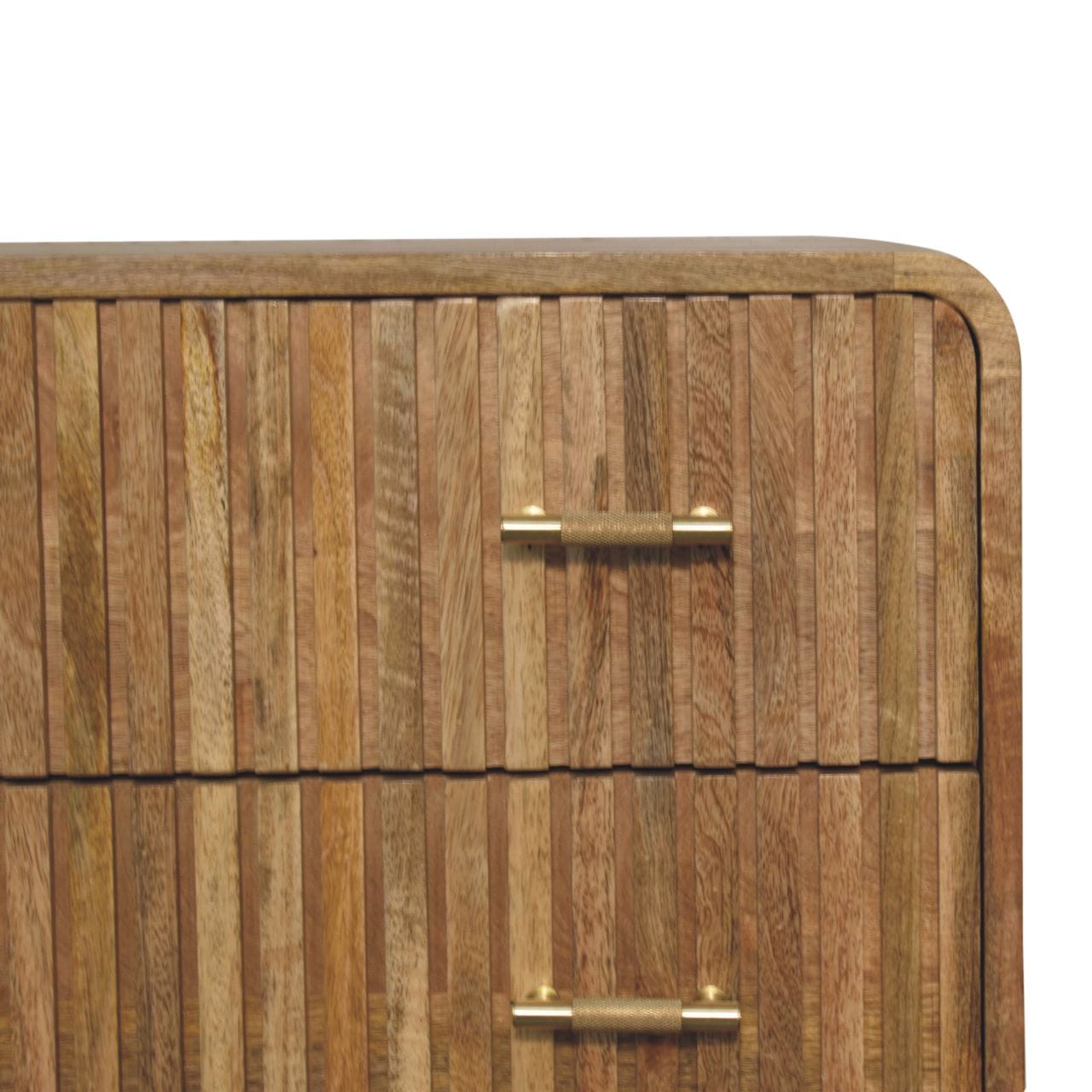 Handcrafted T-bar Ridged Dresser - Solid Mango Wood Storage Chest for Bedroom - product view 5 showing handcrafted solid...