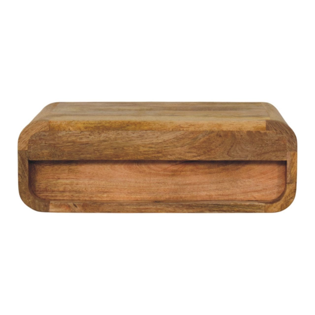Handcrafted Wall-Mounted Oak-ish 1 Drawer Nightstand - Solid Mango Wood Bedside Table for Bedroom - product view 9...