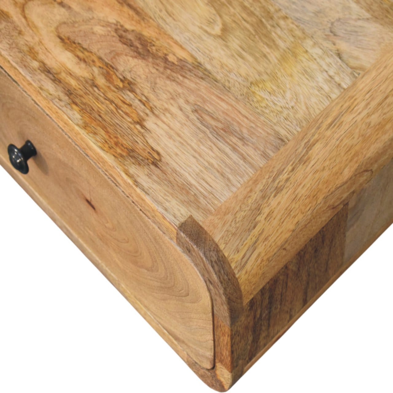 Handcrafted Wall-Mounted Oak-ish 1 Drawer Nightstand - Solid Mango Wood Bedside Table for Bedroom - product view 6...