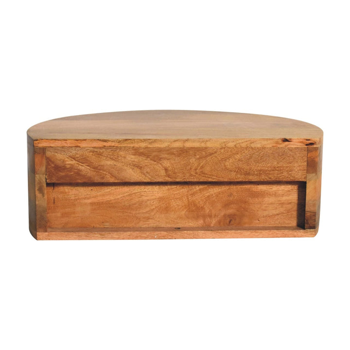 Handcrafted Wall Mounted Rounded Nightstand - Solid Mango Wood Bedside Table for Bedroom - product view 8 showing...