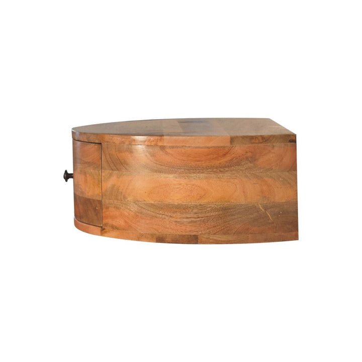 Handcrafted Wall Mounted Rounded Nightstand - Solid Mango Wood Bedside Table for Bedroom - product view 7 showing...