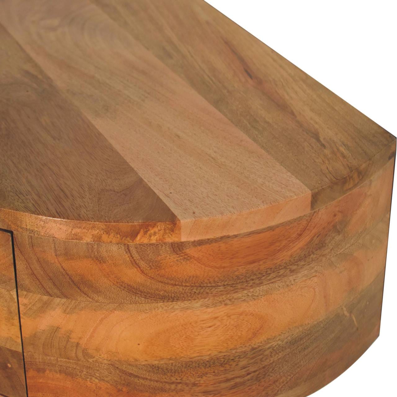 Handcrafted Wall Mounted Rounded Nightstand - Solid Mango Wood Bedside Table for Bedroom - product view 5 showing...