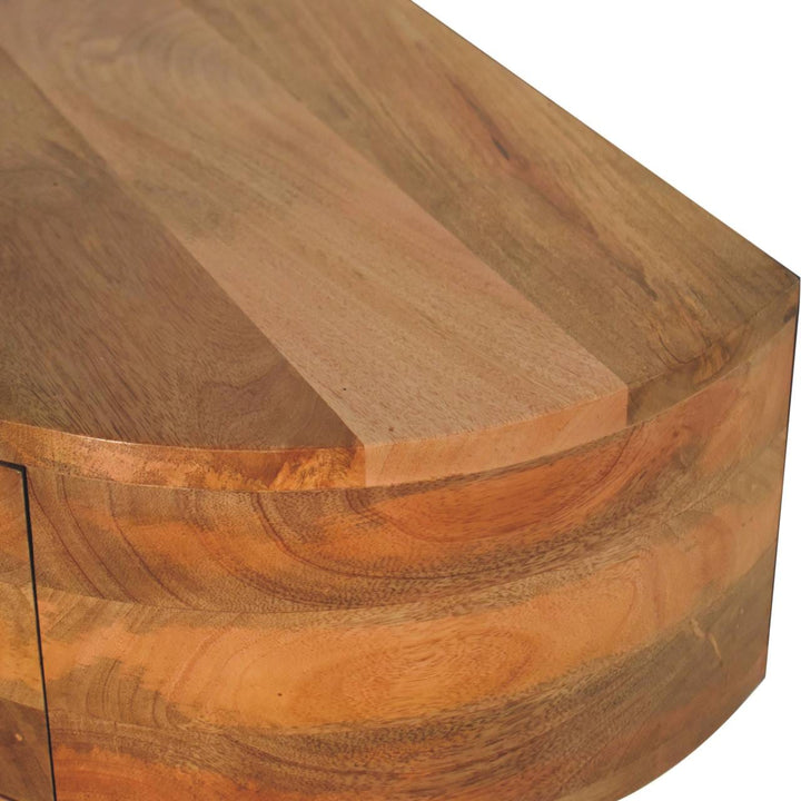 Handcrafted Wall Mounted Rounded Nightstand - Solid Mango Wood Bedside Table for Bedroom - product view 5 showing...