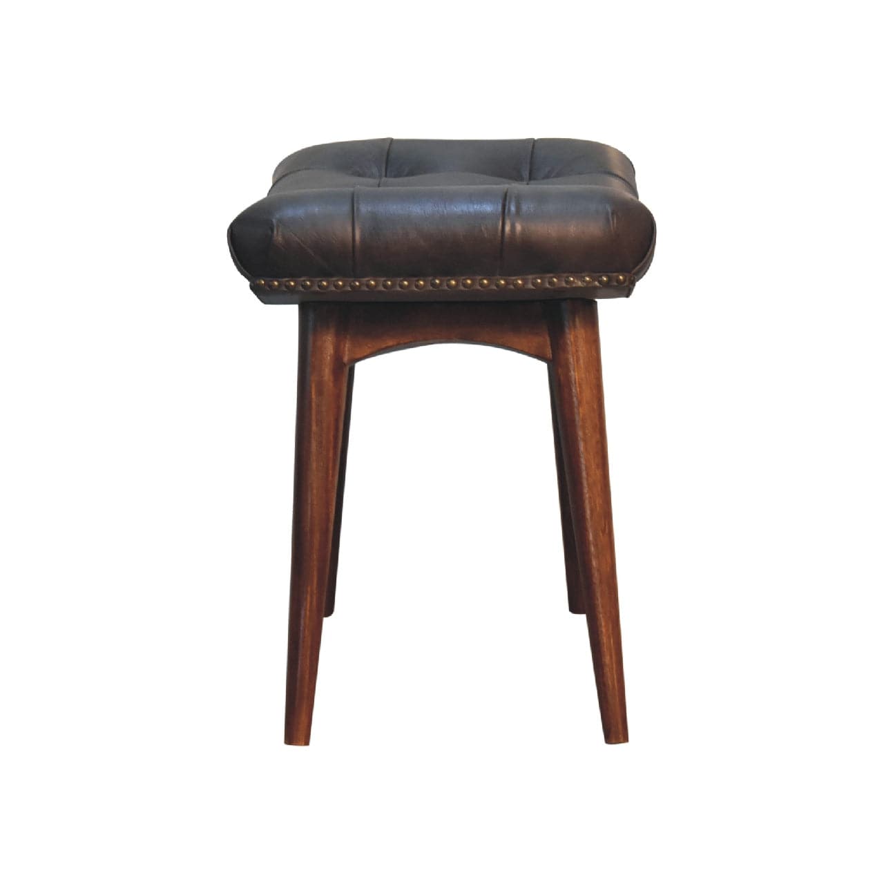 Harbour Black Footstool - Solid Mango Wood Accent Stool for Living Room - product view 8 showing handcrafted solid mango...