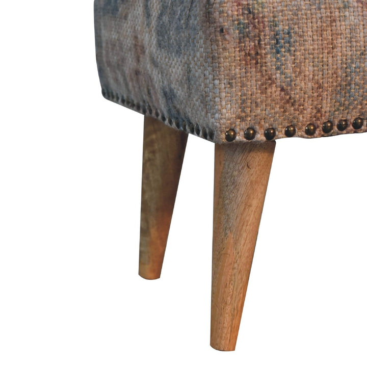 Haven Durrie Footstool - Solid Mango Wood Accent Stool for Living Room - product view 8 showing handcrafted solid mango...