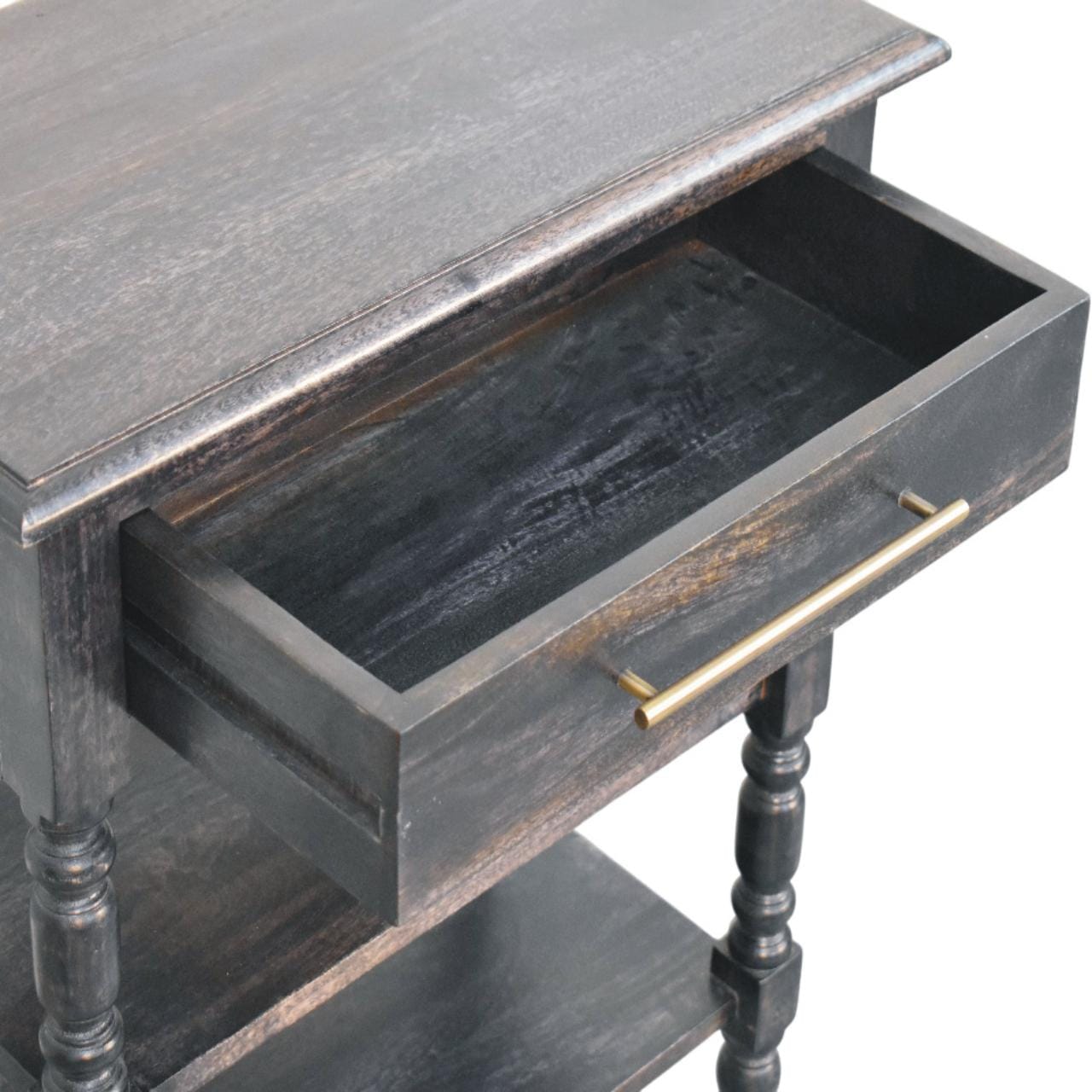 Heritage Turned-Leg End Table - Solid Mango Wood Side Table for Living Room - product view 6 showing handcrafted solid...