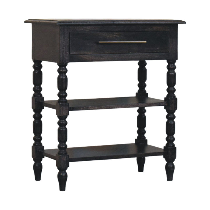 Heritage Turned-Leg End Table - Solid Mango Wood Side Table for Living Room - product view 3 showing handcrafted solid...