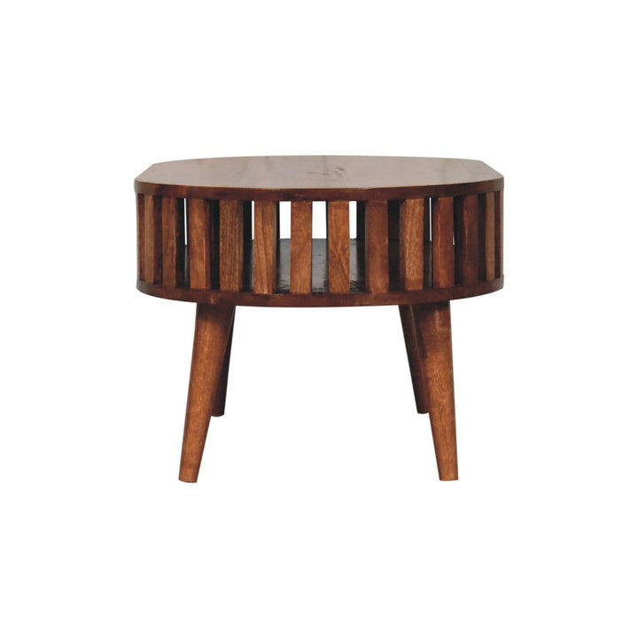 Honey Caramel Ariella Coffee Table - Solid Mango Wood Center Table for Living Room - product view 7 showing handcrafted...