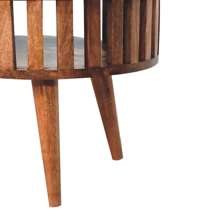 Honey Caramel Ariella Coffee Table - Solid Mango Wood Center Table for Living Room - product view 6 showing handcrafted...