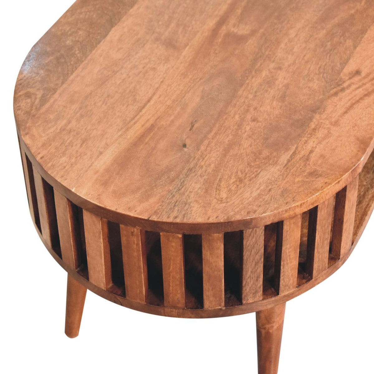 Honey Caramel Ariella Coffee Table - Solid Mango Wood Center Table for Living Room - product view 4 showing handcrafted...
