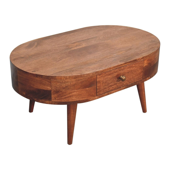 Honey Caramel Coffee Table - Solid Mango Wood Center Table for Living Room - product view 5 showing handcrafted solid...