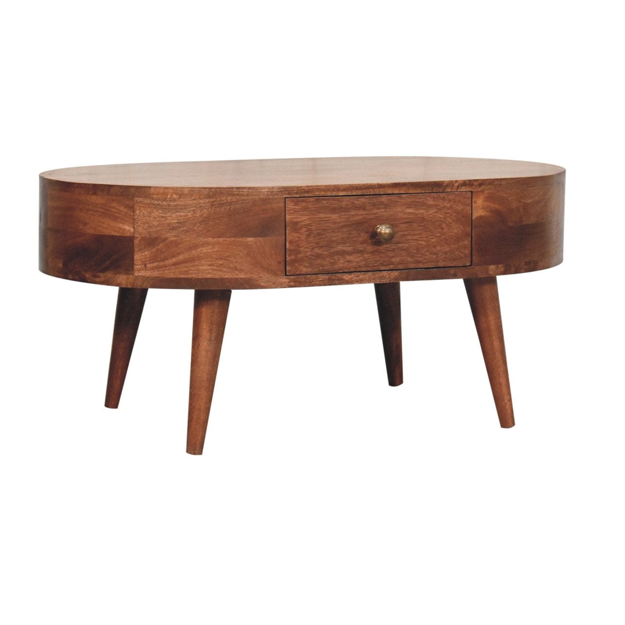 Honey Caramel Coffee Table - Solid Mango Wood Center Table for Living Room - product view 3 showing handcrafted solid...
