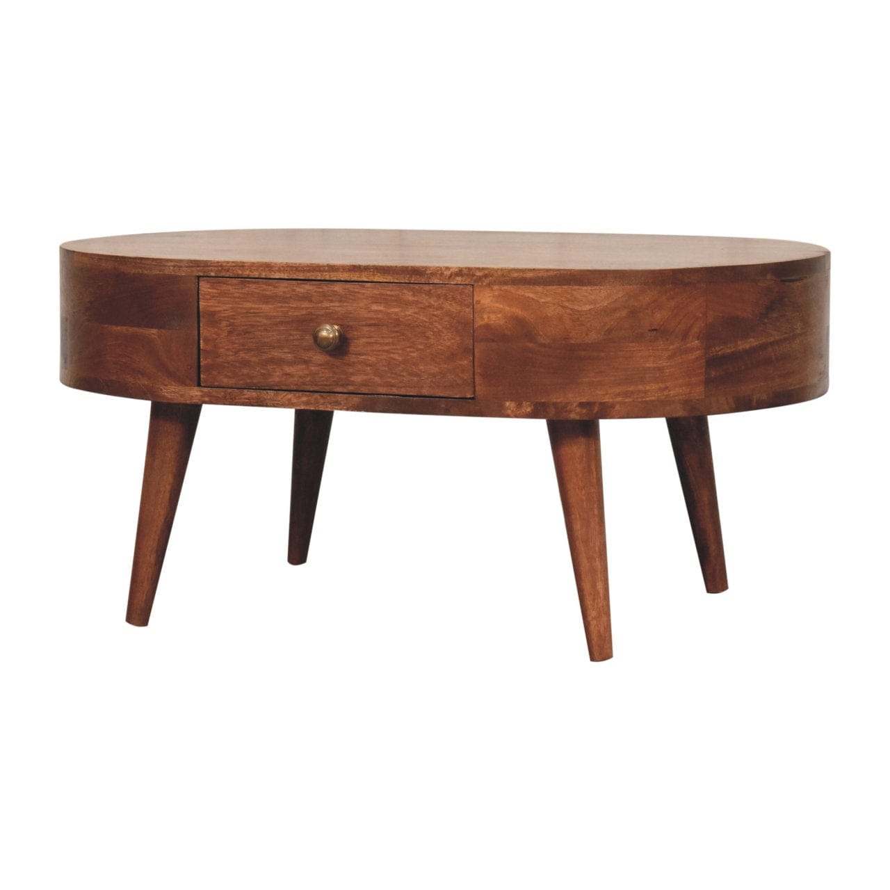Honey Caramel Coffee Table - Solid Mango Wood Center Table for Living Room - product view 2 showing handcrafted solid...