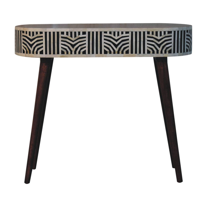 Honey Caramel Edessa Bone Inlay Console Table - Solid Mango Wood Hallway Table for Entryway - product view 9 showing...