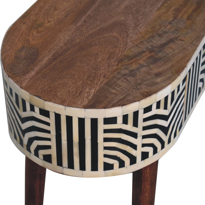 Honey Caramel Edessa Bone Inlay Console Table - Solid Mango Wood Hallway Table for Entryway - product view 6 showing...