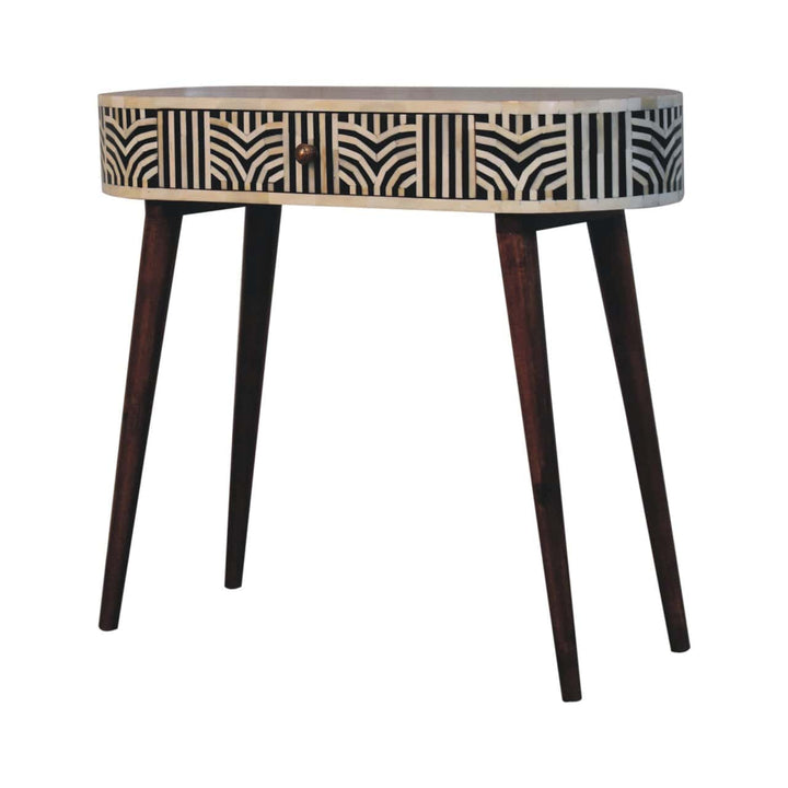 Honey Caramel Edessa Bone Inlay Console Table - Solid Mango Wood Hallway Table for Entryway - product view 3 showing...