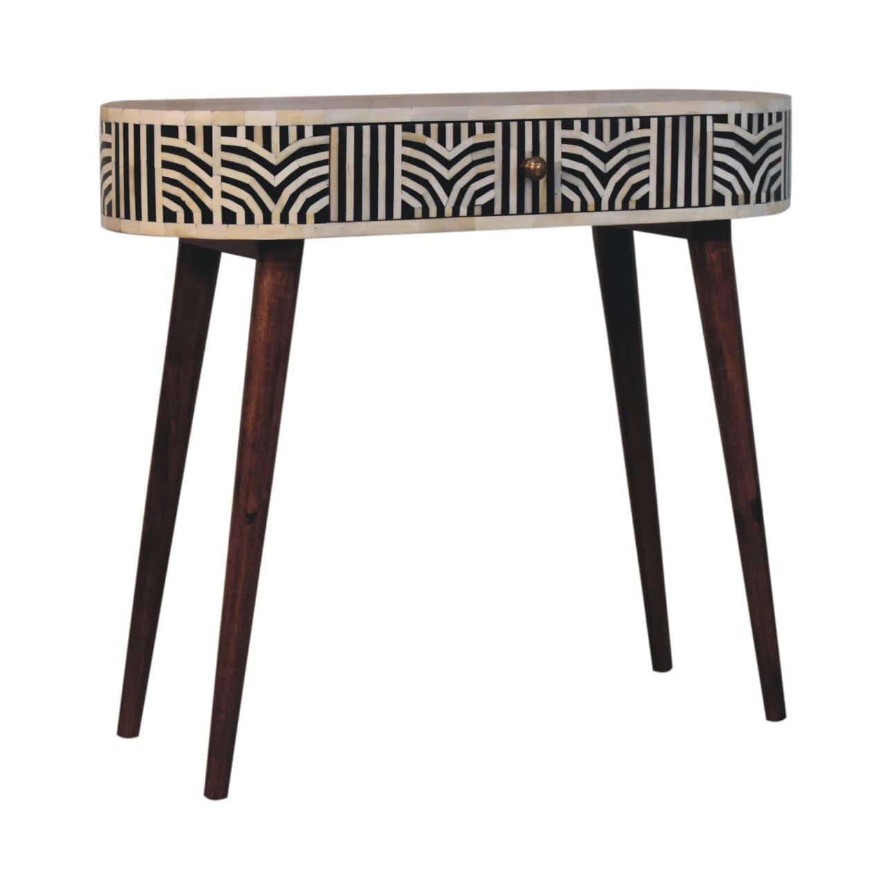 Honey Caramel Edessa Bone Inlay Console Table - Solid Mango Wood Hallway Table for Entryway - product view 2 showing...