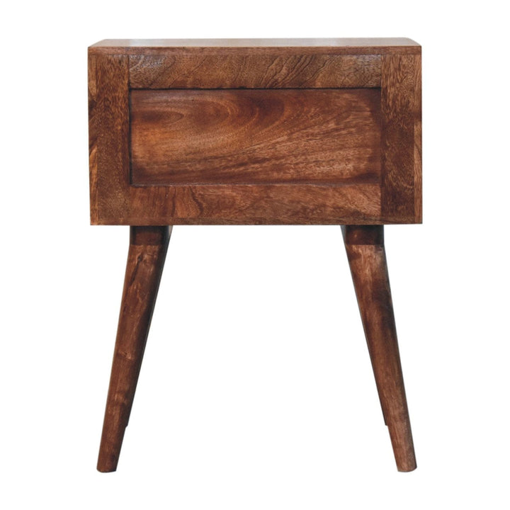 Honey Caramel Edessa Bone Inlay Nightstand - Solid Mango Wood Bedside Table for Bedroom - product view 10 showing...