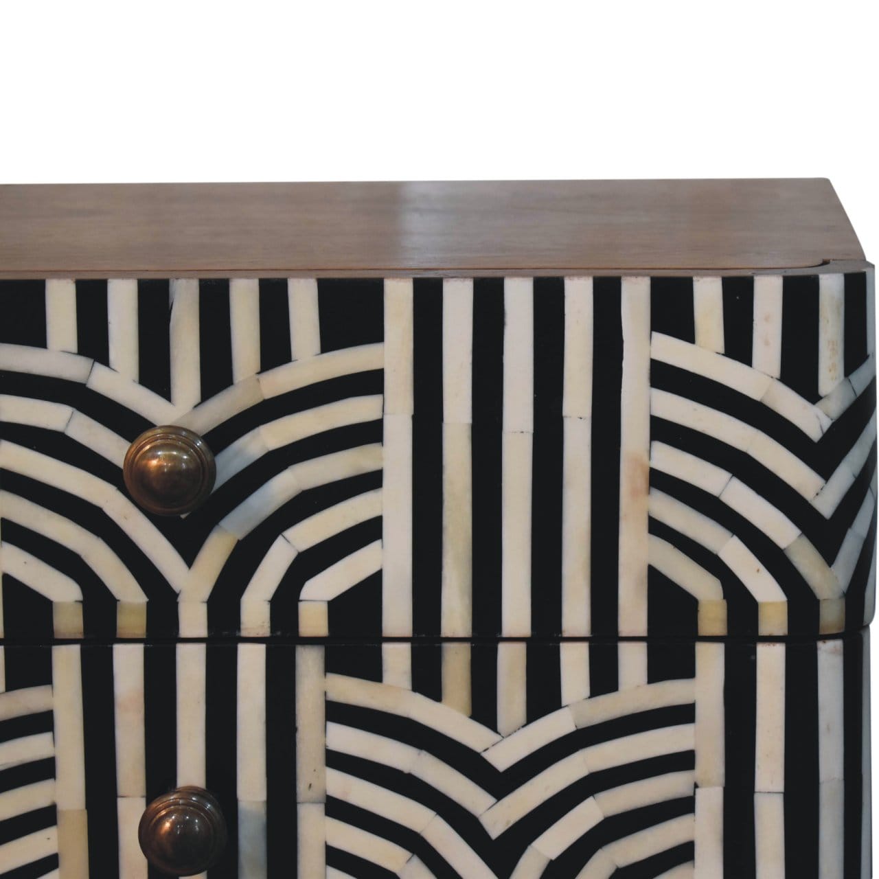 Honey Caramel Edessa Bone Inlay Nightstand - Solid Mango Wood Bedside Table for Bedroom - product view 5 showing...