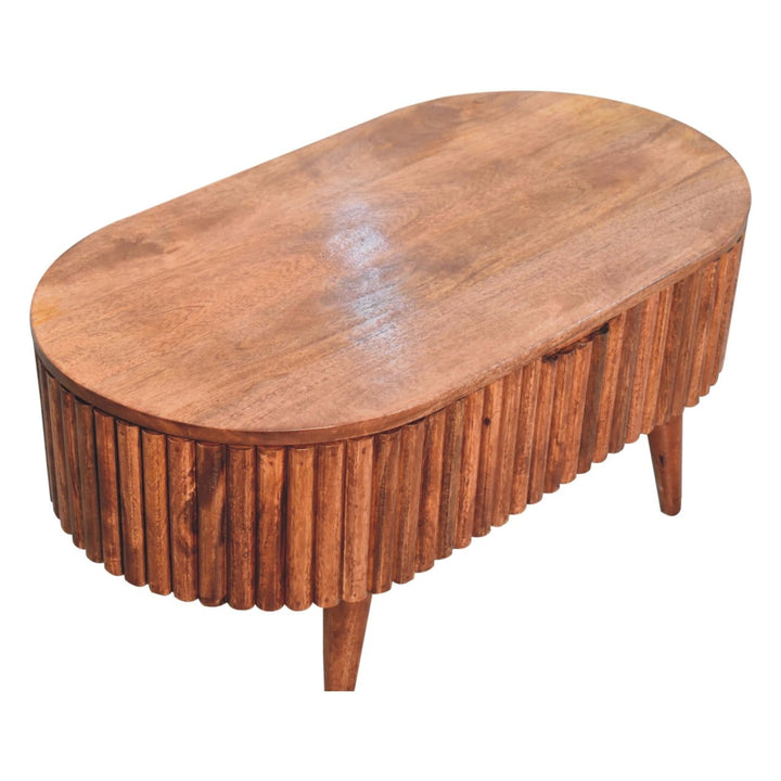 Honey Caramel Mokka Coffee Table - Solid Mango Wood Center Table for Living Room - product view 5 showing handcrafted...