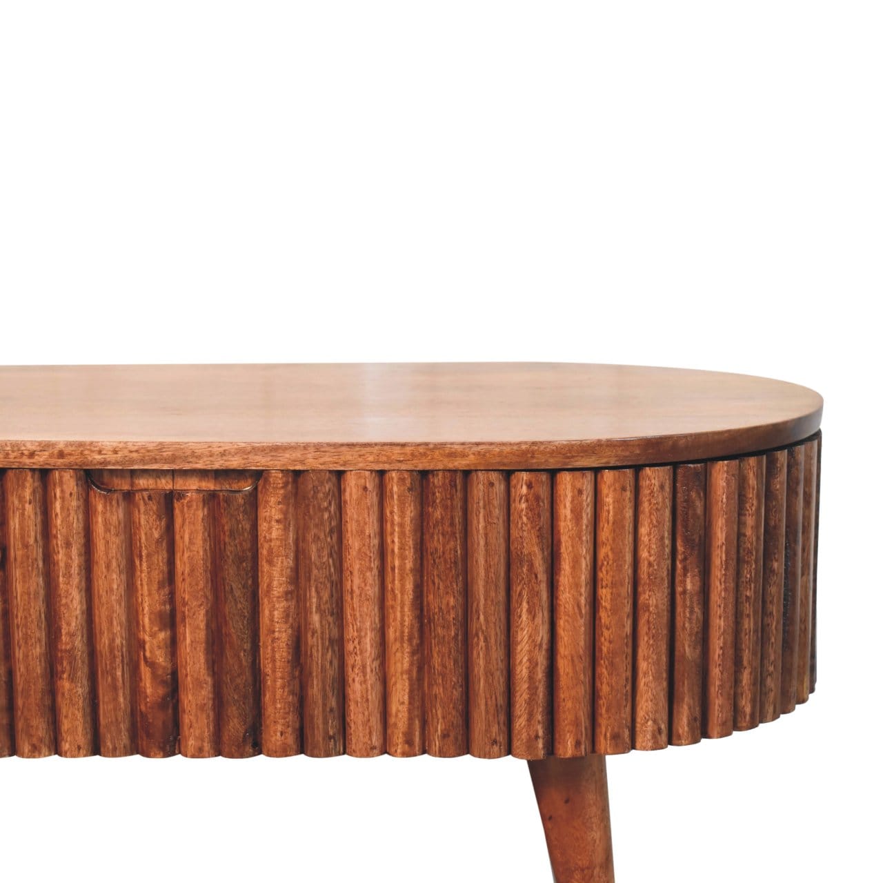 Honey Caramel Mokka Coffee Table - Solid Mango Wood Center Table for Living Room - product view 4 showing handcrafted...
