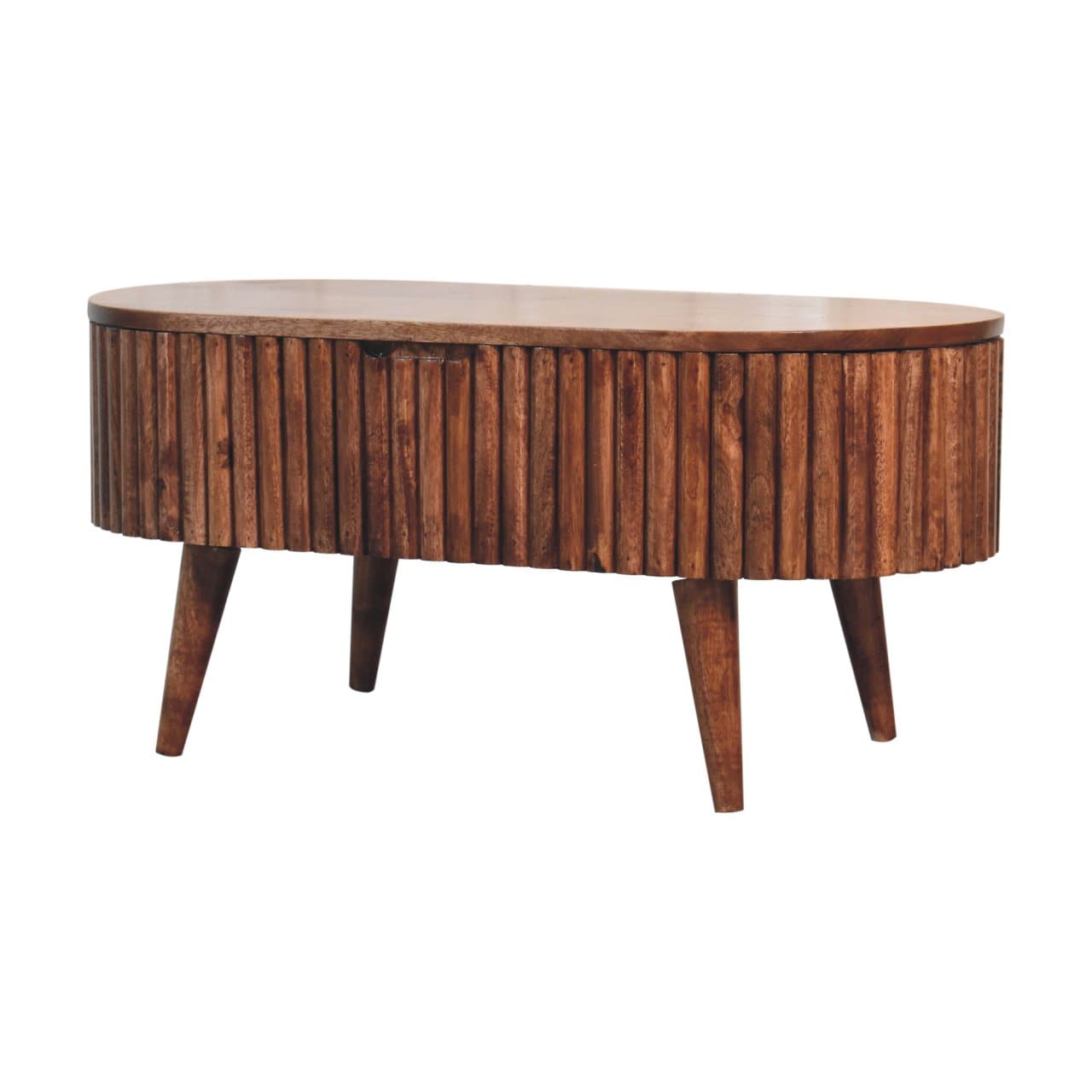 Honey Caramel Mokka Coffee Table - Solid Mango Wood Center Table for Living Room - product view 3 showing handcrafted...