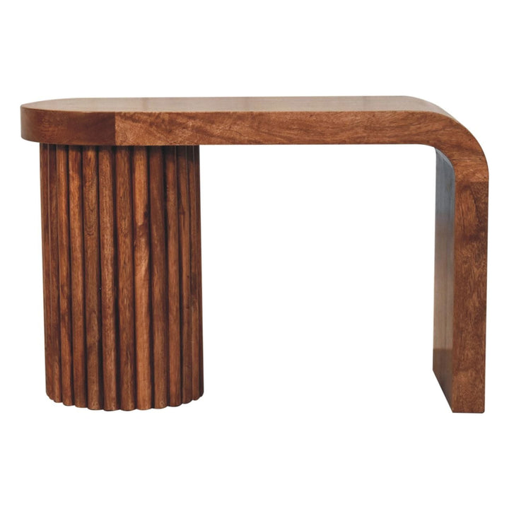 Honey Caramel Serenity Coffee Table - Solid Mango Wood Center Table for Living Room - product view 9 showing handcrafted...