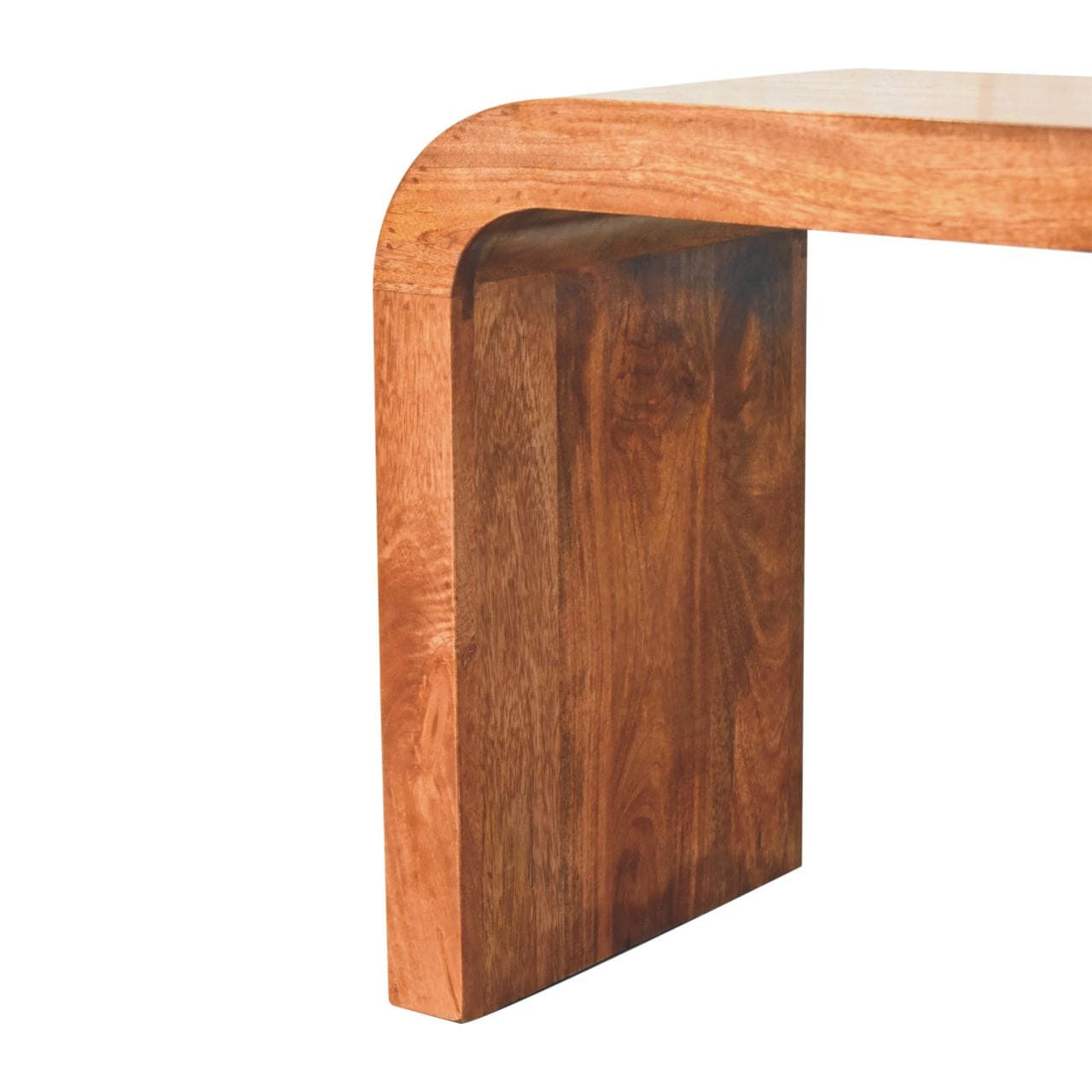 Honey Caramel Serenity Coffee Table - Solid Mango Wood Center Table for Living Room - product view 6 showing handcrafted...