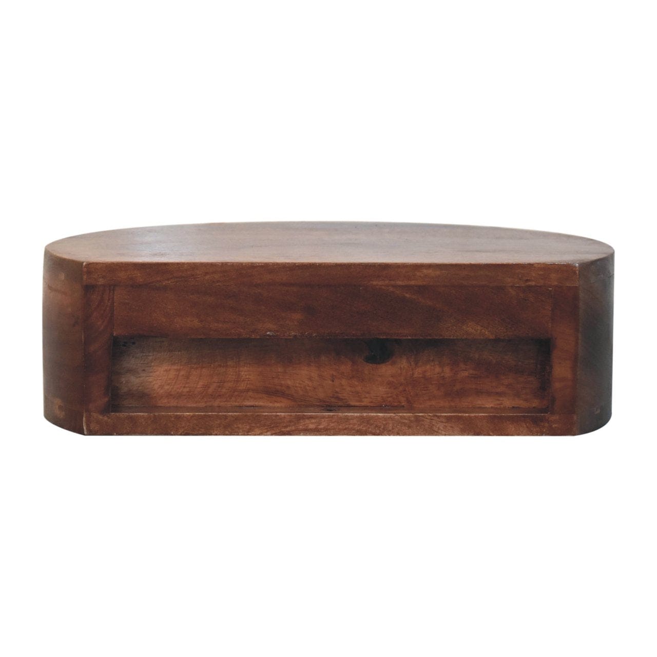 Honey Caramel Wall Mounted Rounded Nightstand - Solid Mango Wood Bedside Table for Bedroom - product view 8 showing...