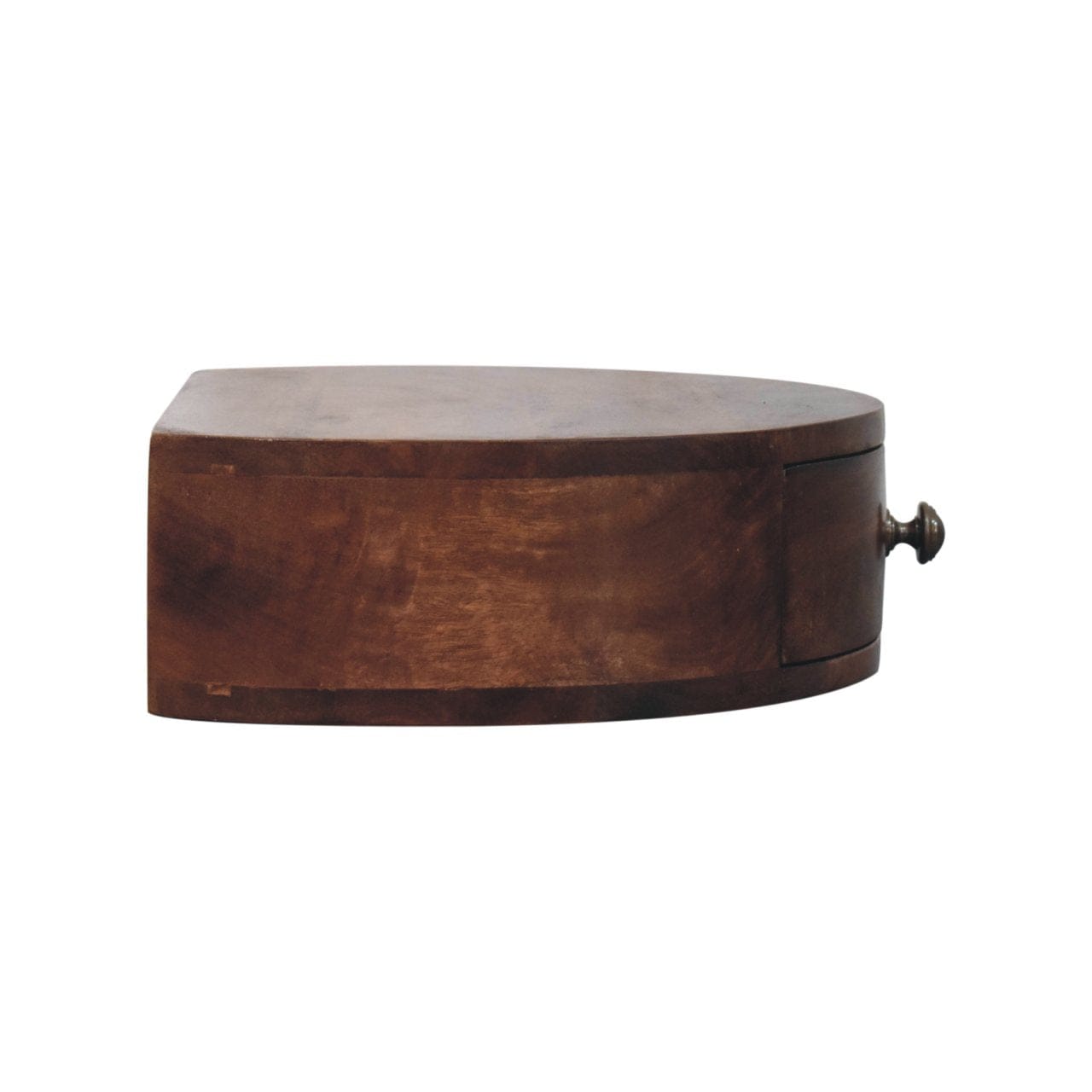 Honey Caramel Wall Mounted Rounded Nightstand - Solid Mango Wood Bedside Table for Bedroom - product view 7 showing...