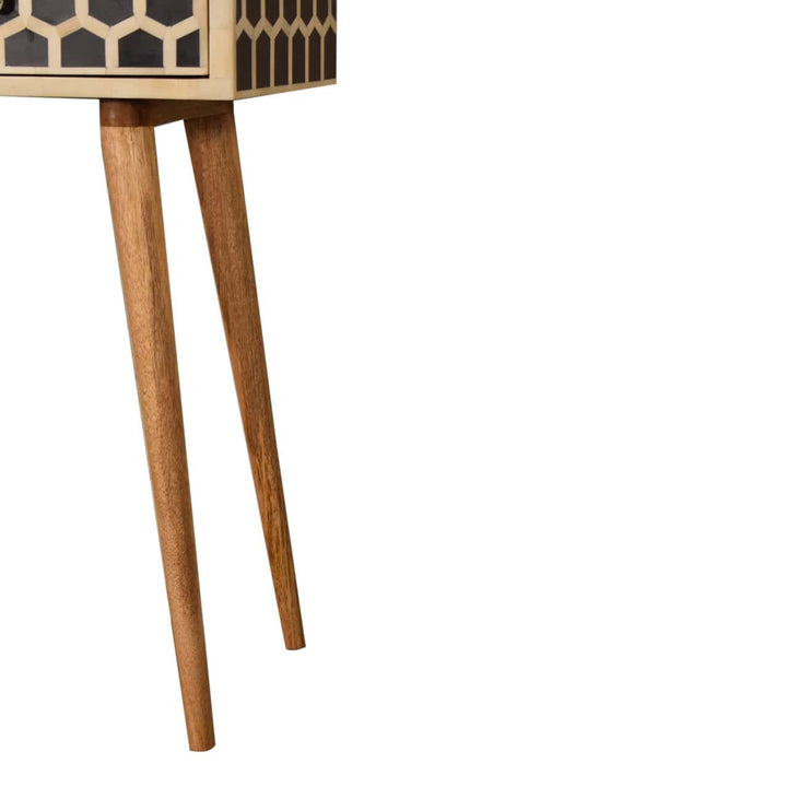 Honeycomb Bone Inlay Console Table - Solid Mango Wood Hallway Console for Entryway - product view 6 showing handcrafted...