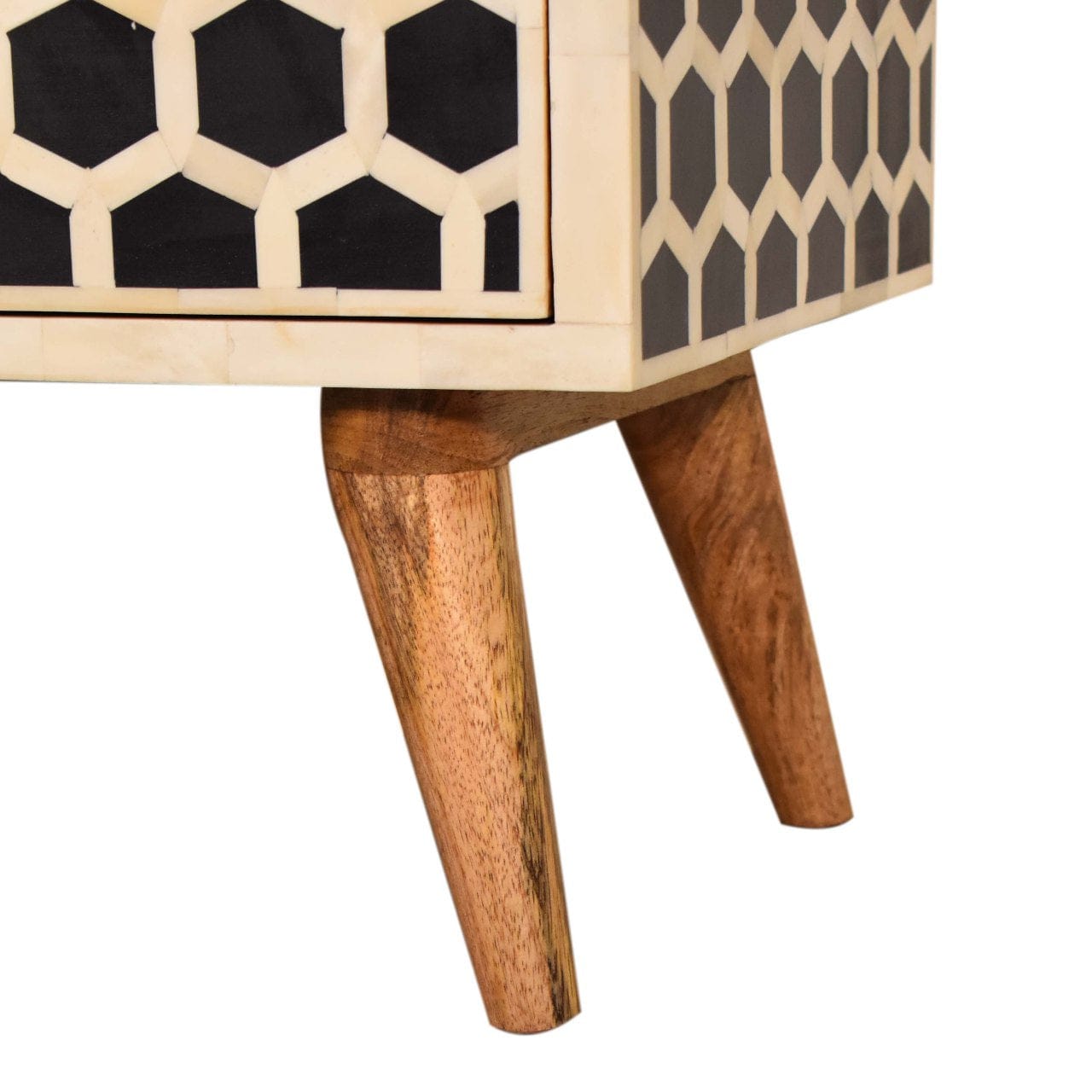 Honeycomb Bone Inlay TV Stand - Solid Mango Wood Entertainment Center for Living Room - product view 7 showing...