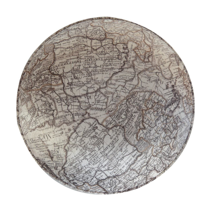IN1017 - Map Printed Footstool - Solid Mango Wood Accent Stool for Living Room - product view 7 showing handcrafted solid...