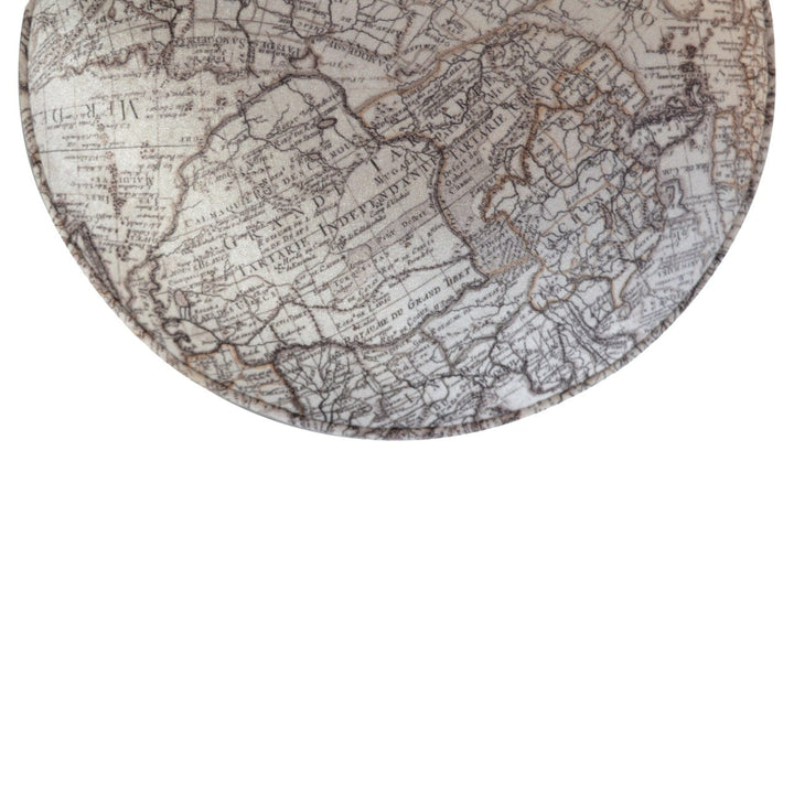 IN1017 - Map Printed Footstool - Solid Mango Wood Accent Stool for Living Room - product view 6 showing handcrafted solid...
