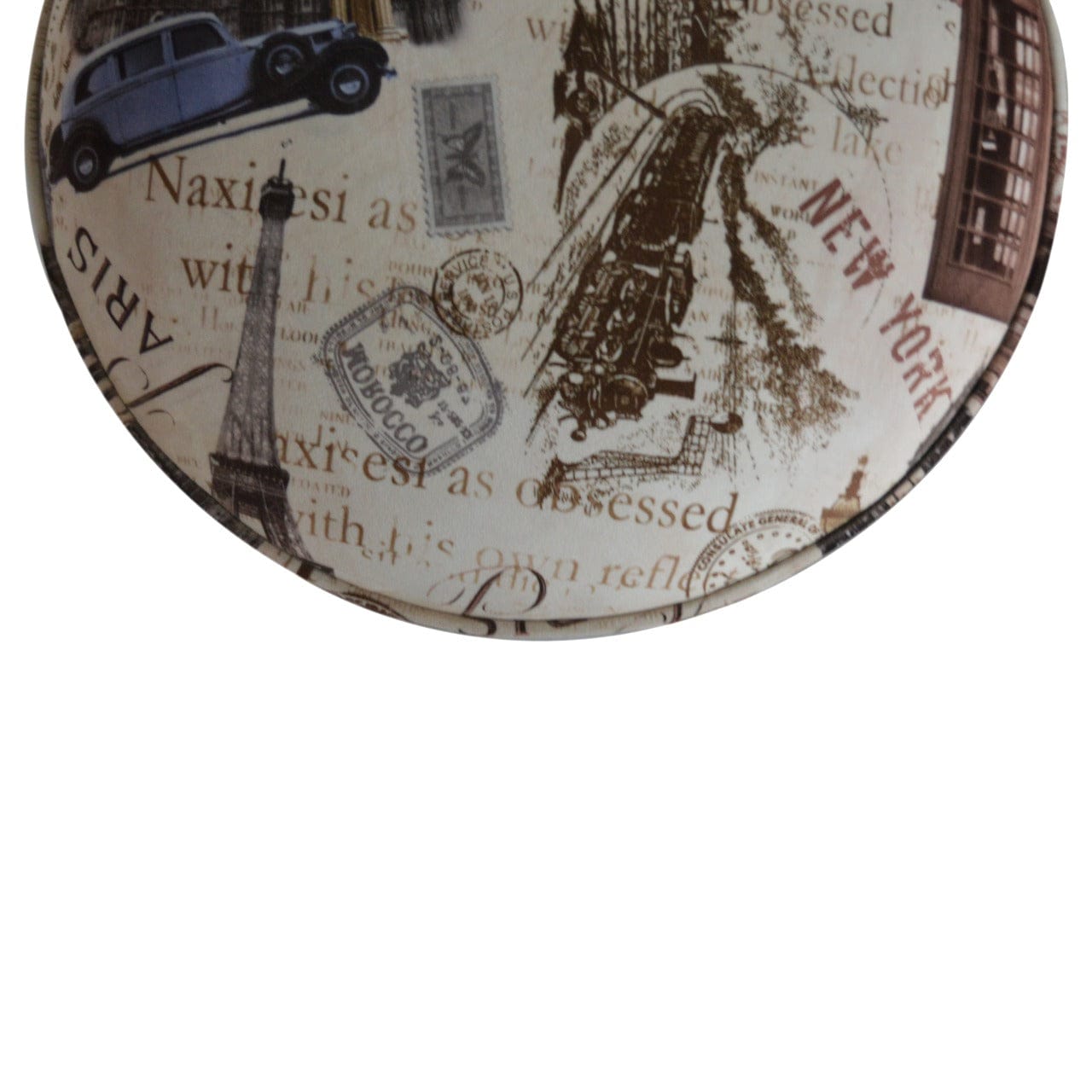 IN1271 - City Print Footstool - Solid Mango Wood Accent Stool for Living Room - product view 3 showing handcrafted solid...